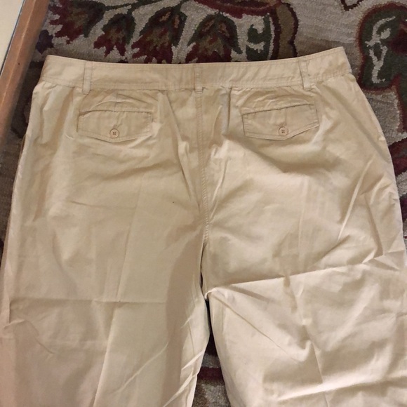 JONES NEW YORK WOMAN size 24W Khaki Crop Pant Zip-Front + Tie waist Flat Front - Picture 6 of 14